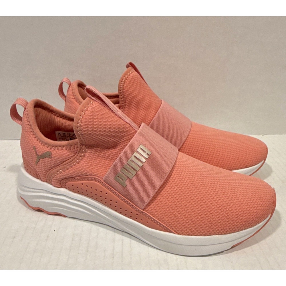 PUMA Women's 9reg  Slip-On Low Top Athletic Sneakers Pink Solid Logo 195161-07